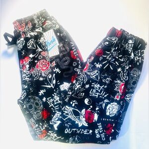 Fresh Prints of Bel Air Graphic Black and White Joggers Size Medium